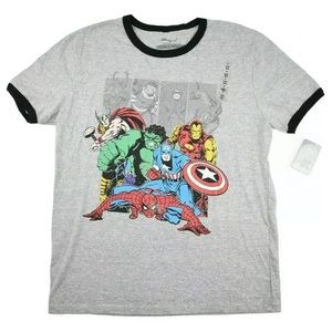 NWT Gray “Avengers”Graphic Ringer Tee Size Medium
